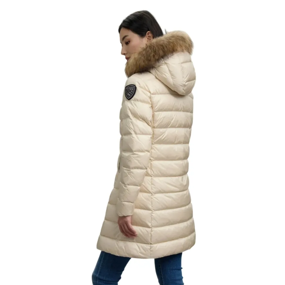 Chaqueta Gris Acolchada con Ribete de Piel