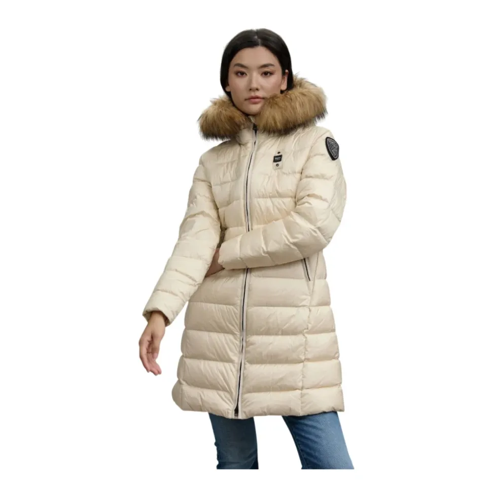 Chaqueta Gris Acolchada con Ribete de Piel
