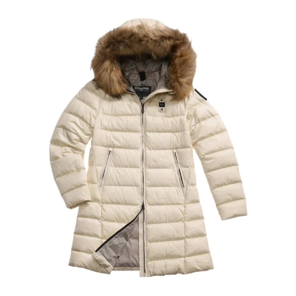 Chaqueta Gris Acolchada con Ribete de Piel