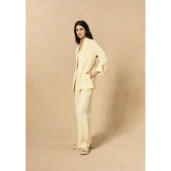 Chaqueta Larga de Lino y Viscosa
