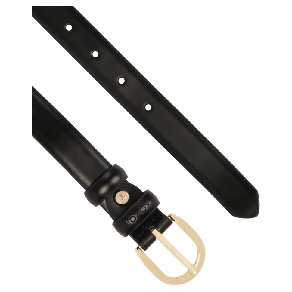 Cinturón de cuero negro con hebilla redondeada