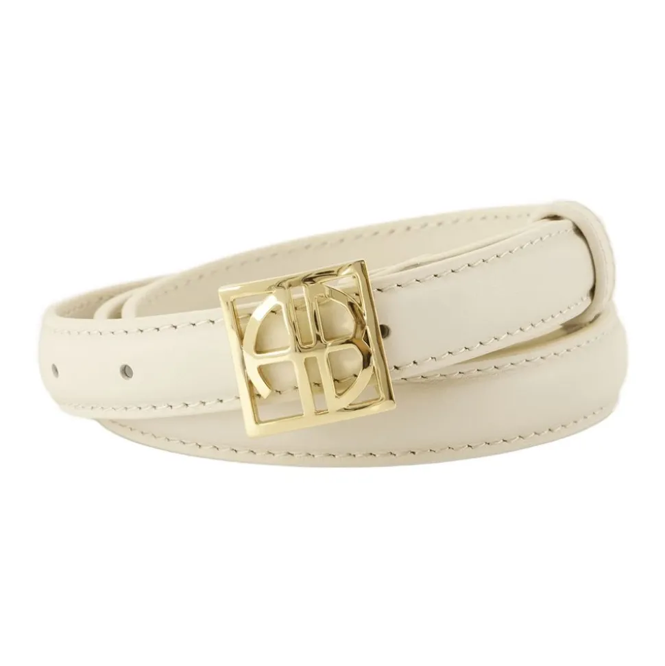 Cinturón Monograma de Cuero Blanco - Elegante