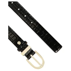Cinturón negro lacado con estampado en relieve