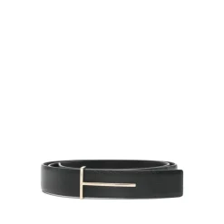 Cinturón Slim T de piel de grano flexible