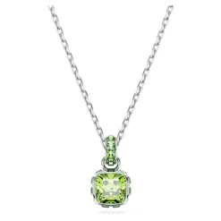 Collar con colgante Piedra Natal de Agosto Corte Cojín Verde