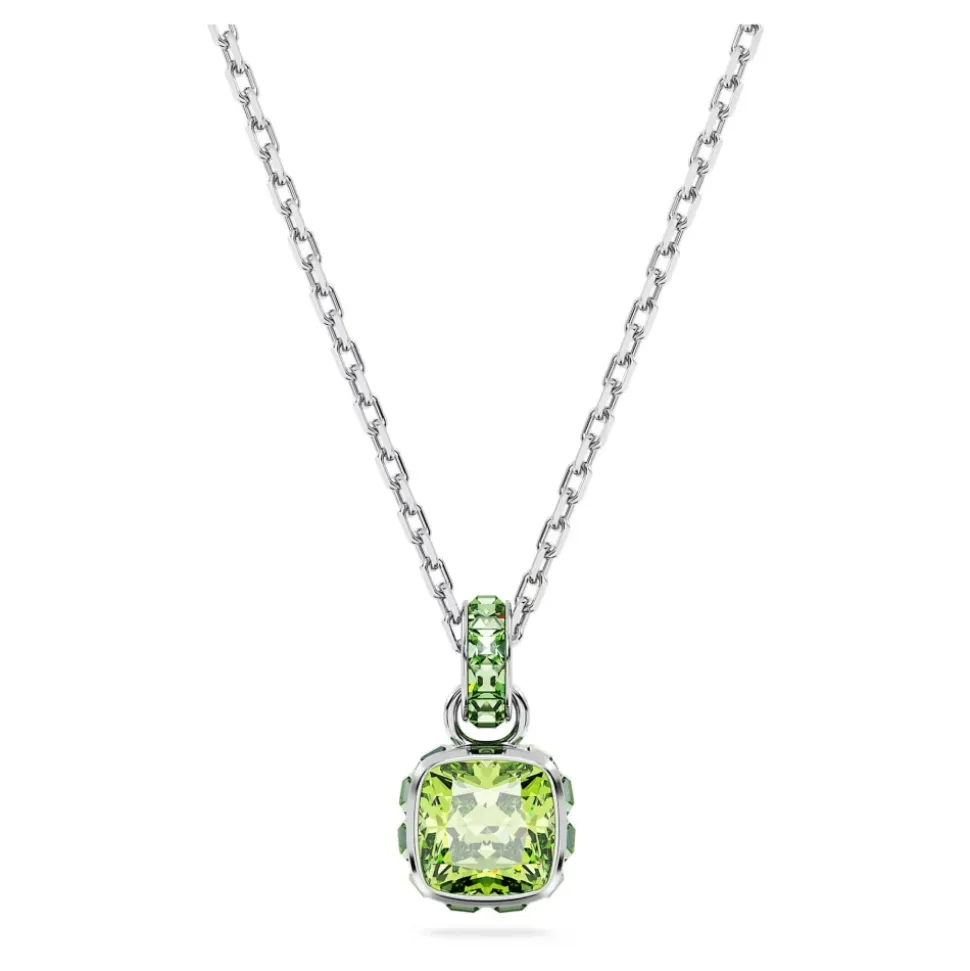 Collar con colgante Piedra Natal de Agosto Corte Cojín Verde