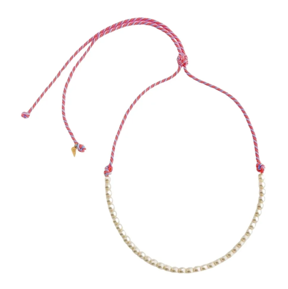 Collar de Cuerda Trenzada con Perlas de Cristal
