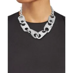 Collar Ola Gruesa Plata Metal