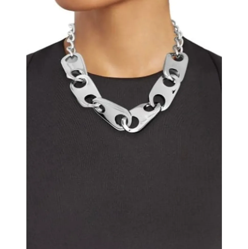 Collar Ola Gruesa Plata Metal