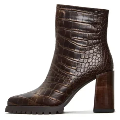 Croc Block Heel Boots Helen - Brown