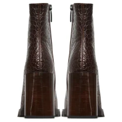 Croc Block Heel Boots Helen - Brown