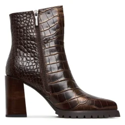 Croc Block Heel Boots Helen - Brown