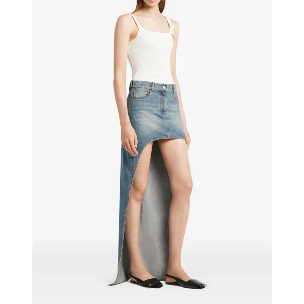 Cut-Out Denim Skirt
