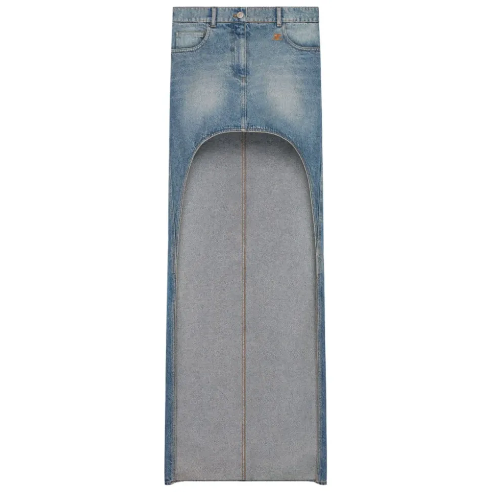 Cut-Out Denim Skirt