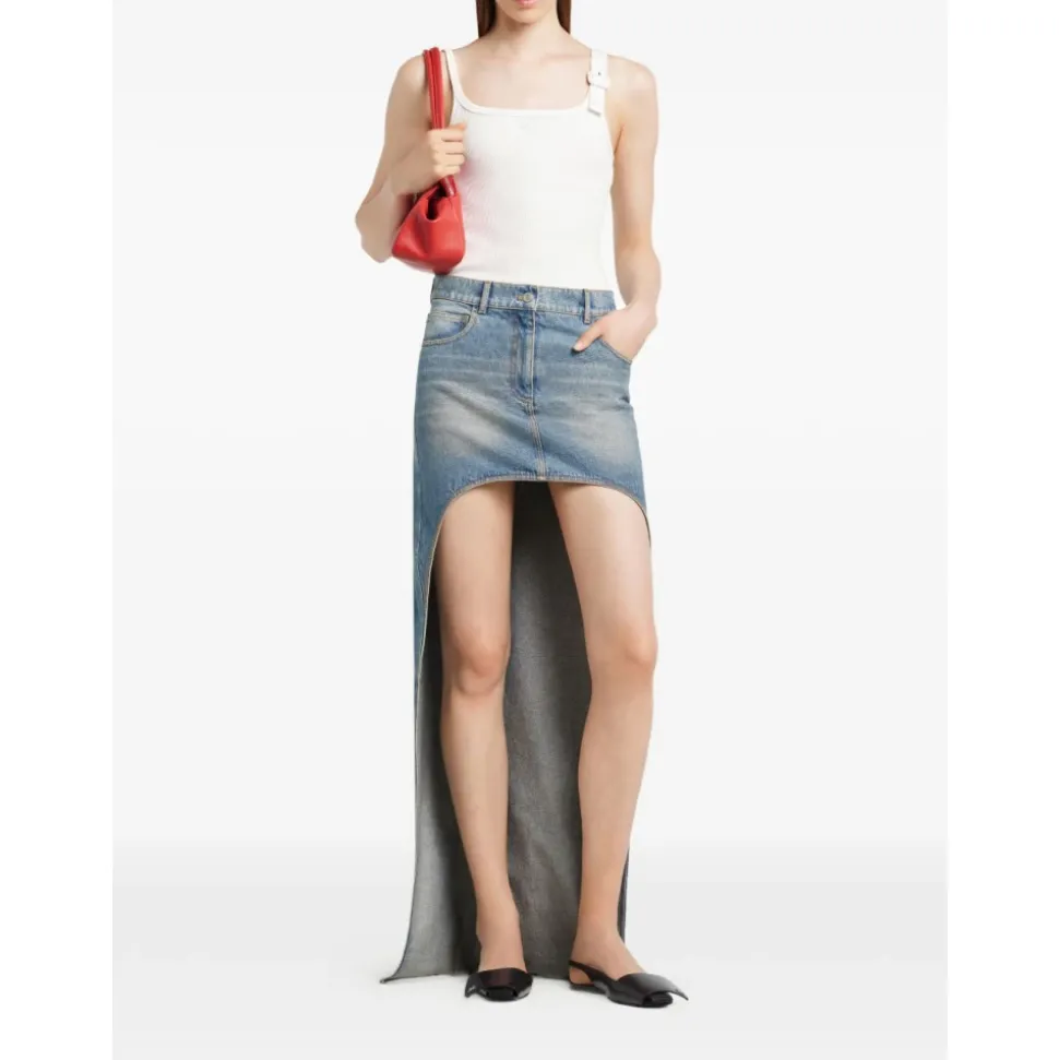 Cut-Out Denim Skirt