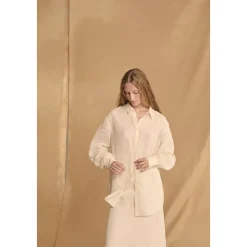 Dennis, camisa oversize de ramio marfil-