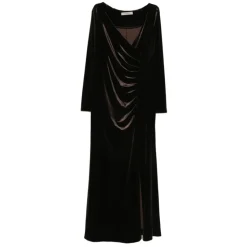 Draped Long-Sleeve Dress