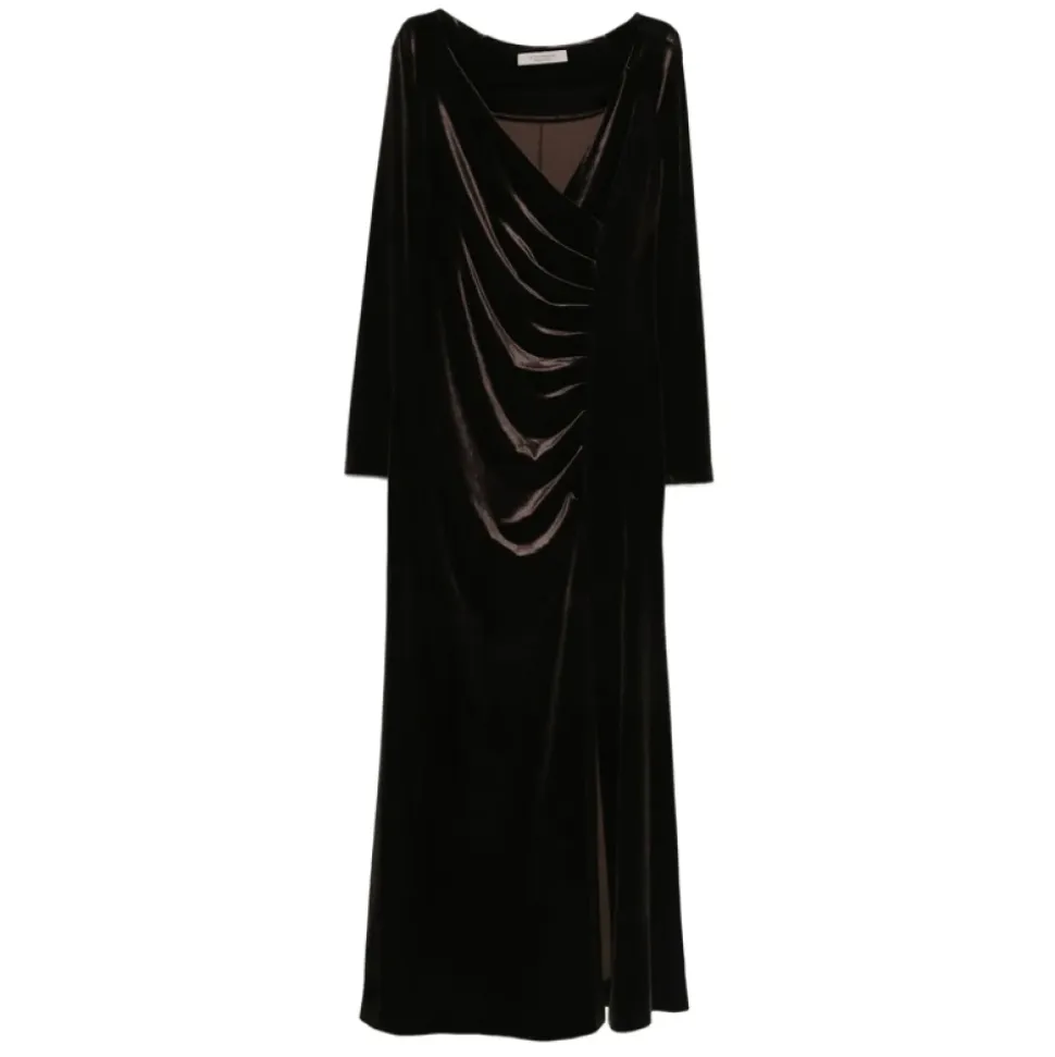 Draped Long-Sleeve Dress