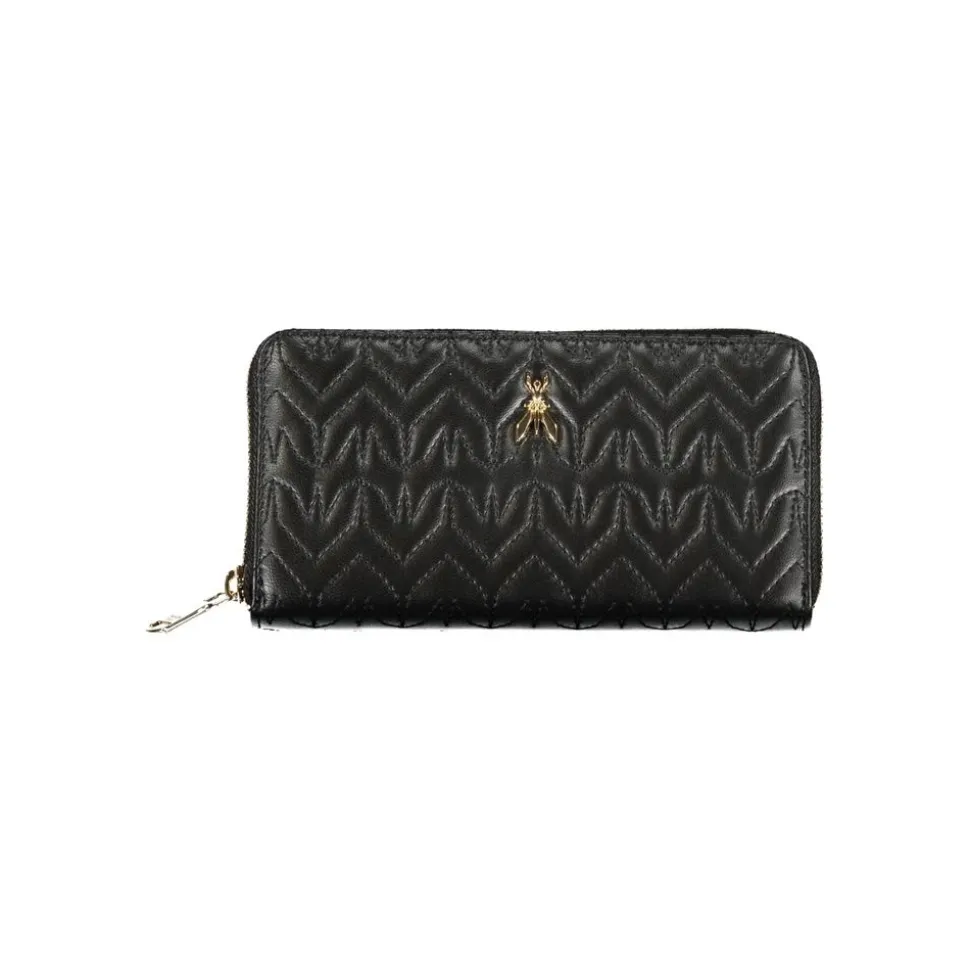 Elegante Monedero Negro con Detalles en Contraste