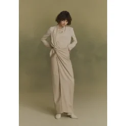 Fabula, falda pareo de lana virgen beige-