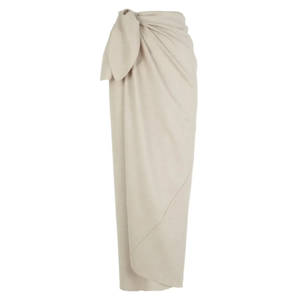 Fabula, falda pareo de lana virgen beige-