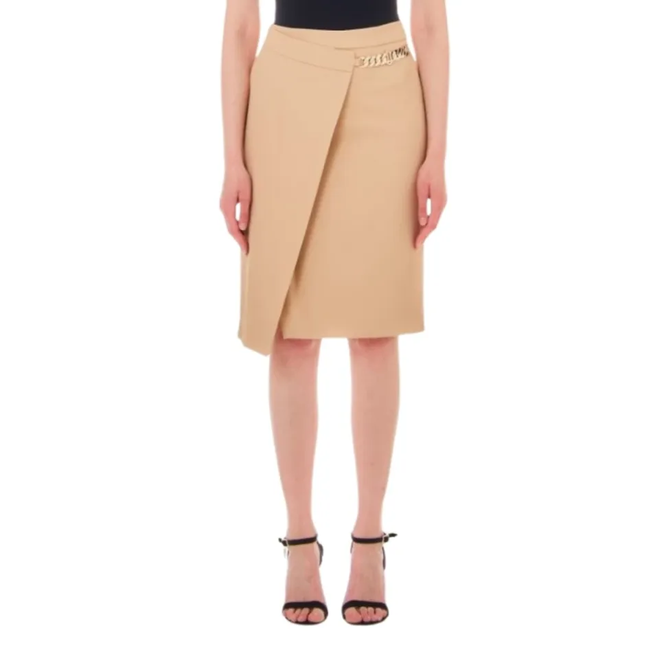 Falda Envoltura Beige Estilo Clásico