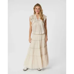 Falda larga de voile marfil