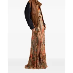 Falda Maxi de Seda con Estampado Paisley y Volantes