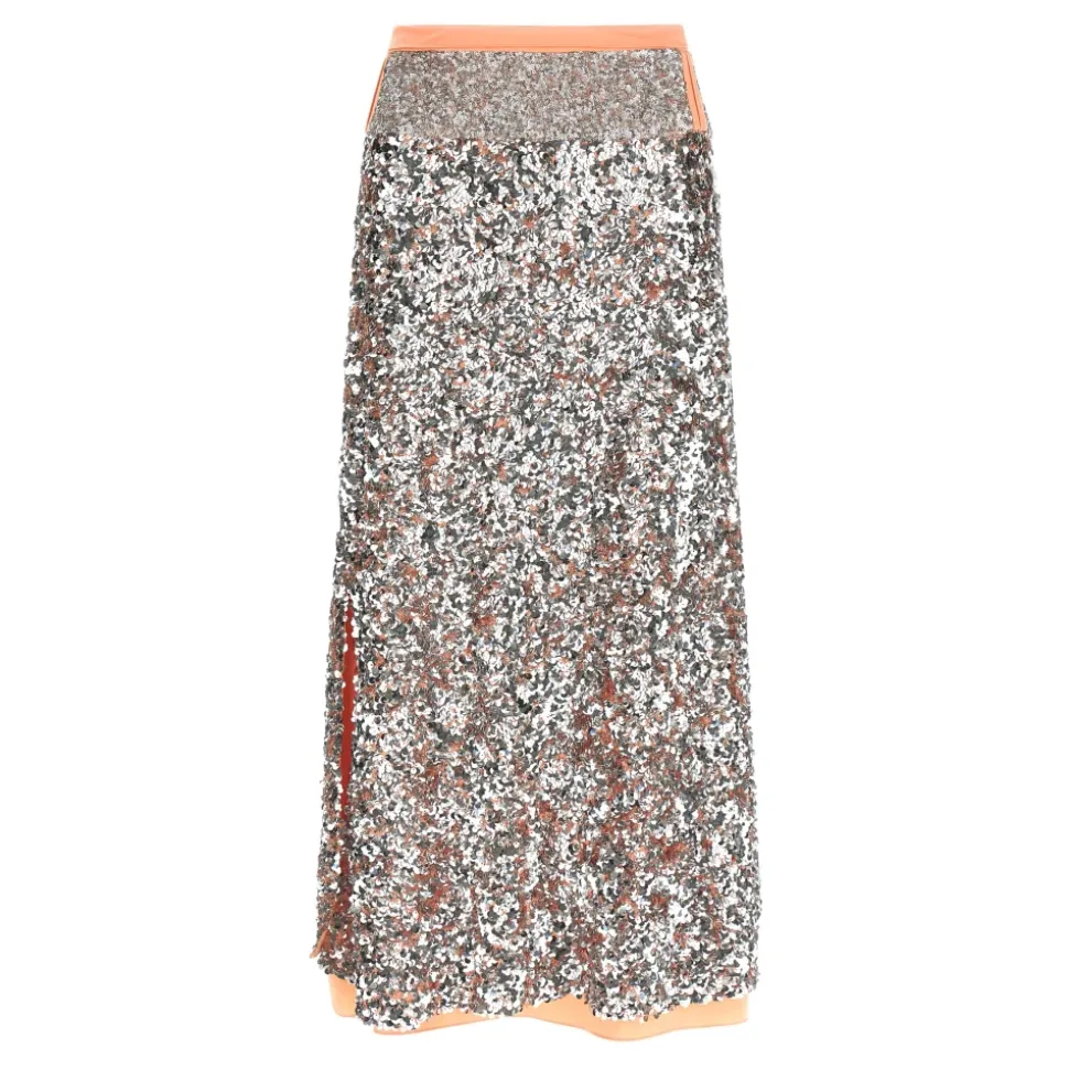 Falda Midi de Lentejuelas de Doble Capa