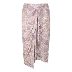 Falda Midi Estampada con Paisley y Drapeado