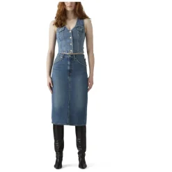 High Rise Back Slit Skirt