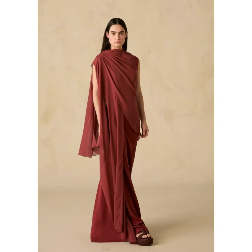 Kara, vestido de seda cereza-