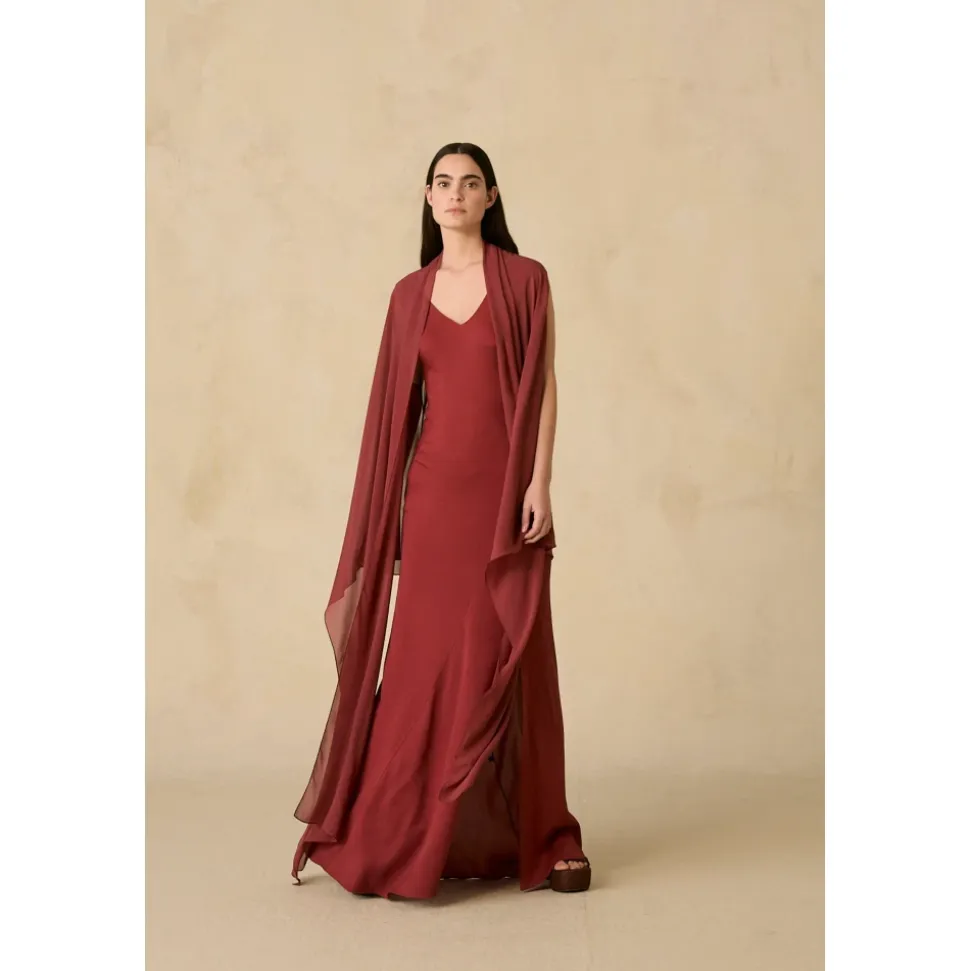 Kara, vestido de seda cereza-