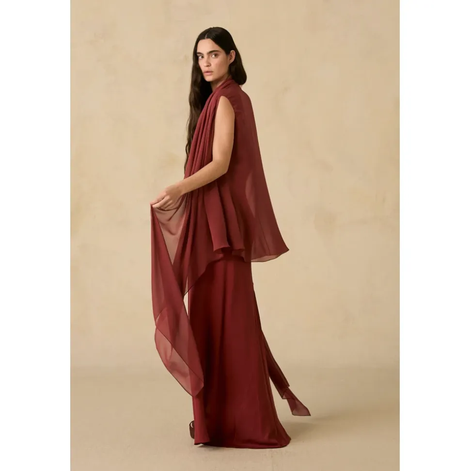Kara, vestido de seda cereza-