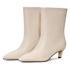 Kitten Heel Ankle Boots Dolly - White