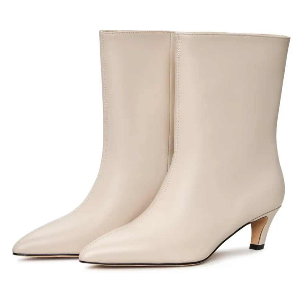Kitten Heel Ankle Boots Dolly - White