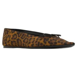 Marrón Zapatos Planos de Cuero con Lazo