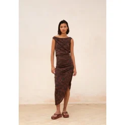 Mathilda, falda en seda stretch mata print-
