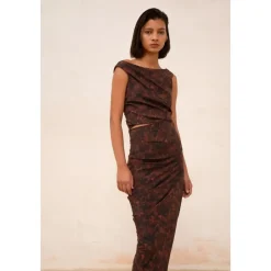 Mathilda, falda en seda stretch mata print-