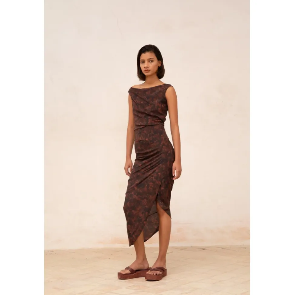 Mathilda, falda en seda stretch mata print-