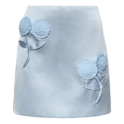 Minifalda de satén con flores 3D de lentejuelas