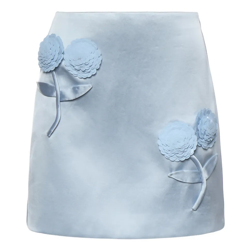 Minifalda de satén con flores 3D de lentejuelas