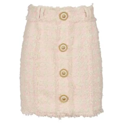 Minifalda de tweed con botones y cintura alta