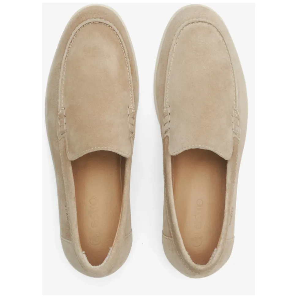 Mocasines de Terciopelo Natural Beige Arena para Mujer ER00113365