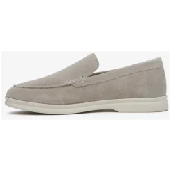 Mocasines de Velour Natural Gris Claro