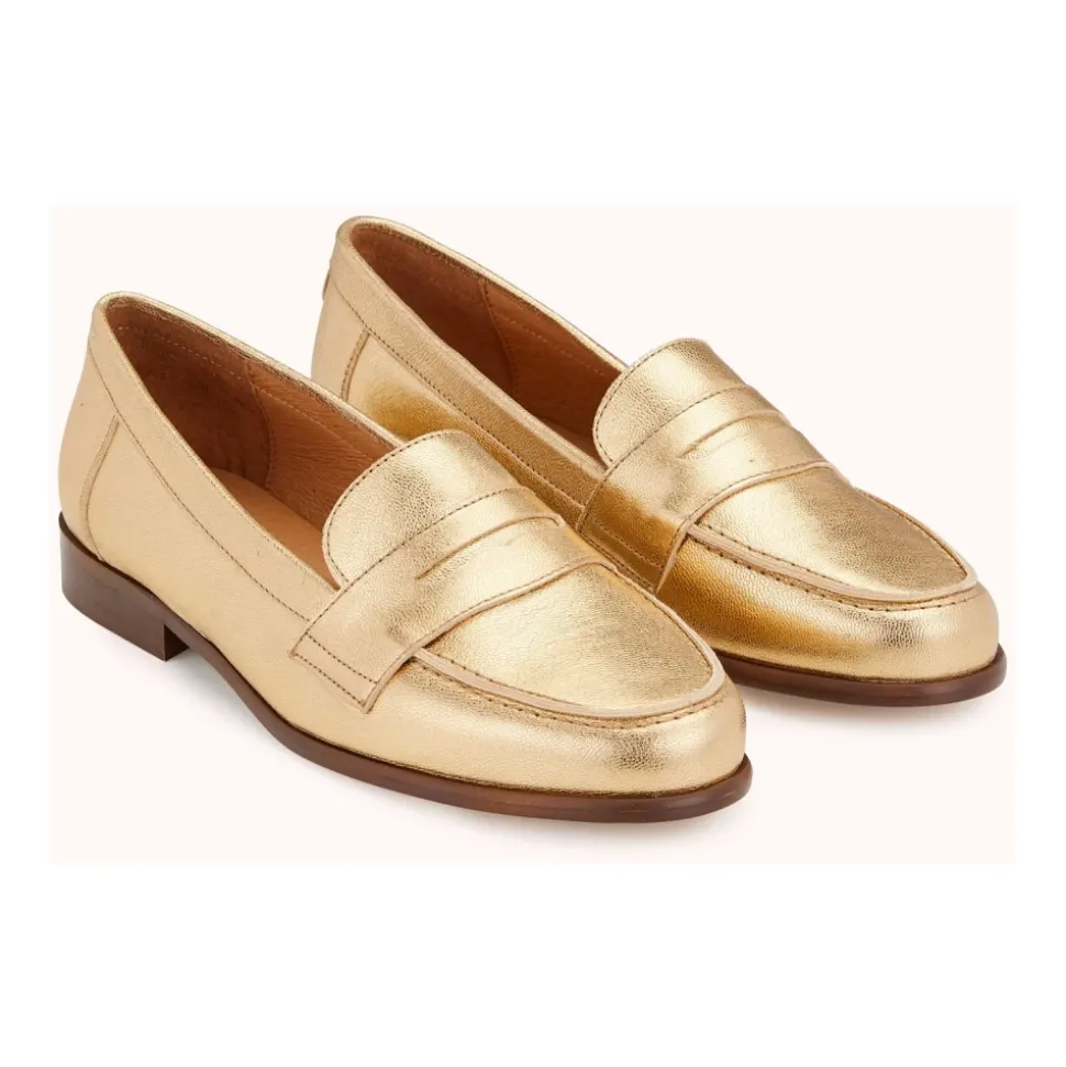Mocasín de Cuero Dorado