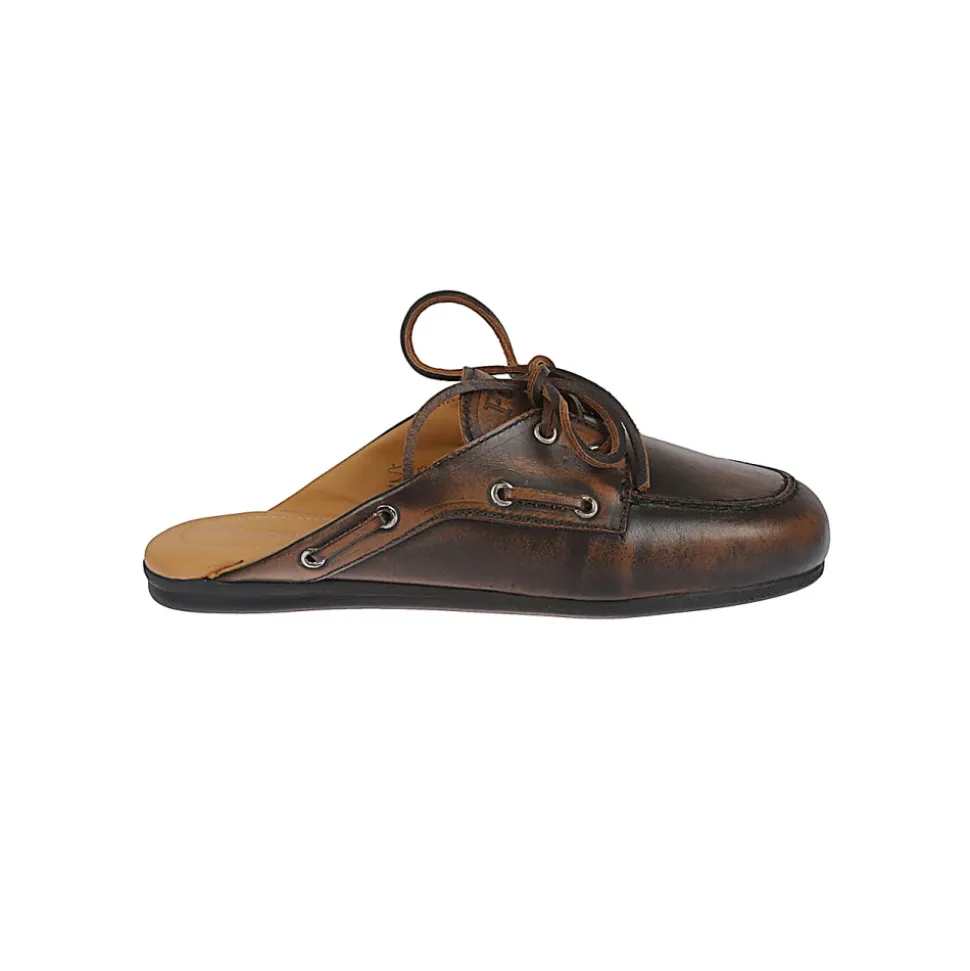 Mules Destalonadas de Mocasín de Piel