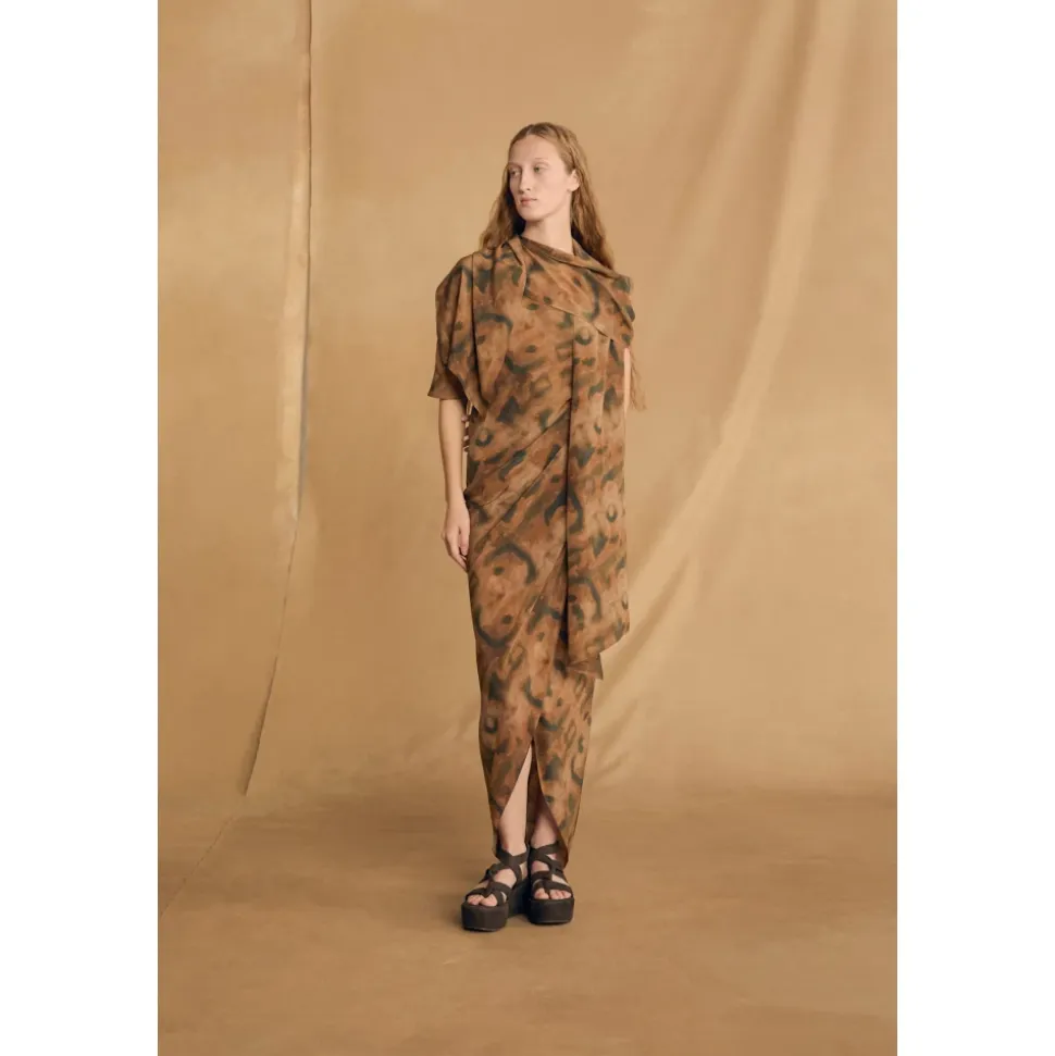 Naila, vestido de seda taiyo print-