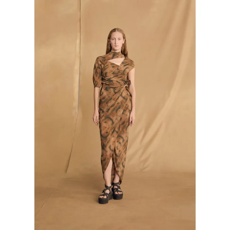 Naila, vestido de seda taiyo print-
