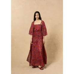Nina, chaqueta larga en ramio indira print-